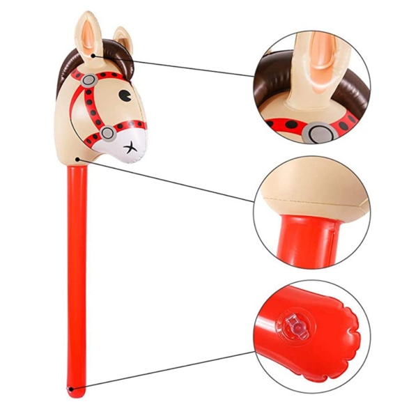 Uppblåsbara hästhuvuden Cowgirl Stick PVC-ballong utomhus pedagogiska leksaker presenter