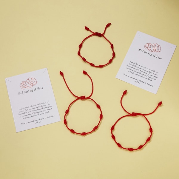 Handgjorda 7 knops rött rep armband Lycka till Amulett för framgång och välstånd Man Kvinna Ungdom Vänskap Armband C