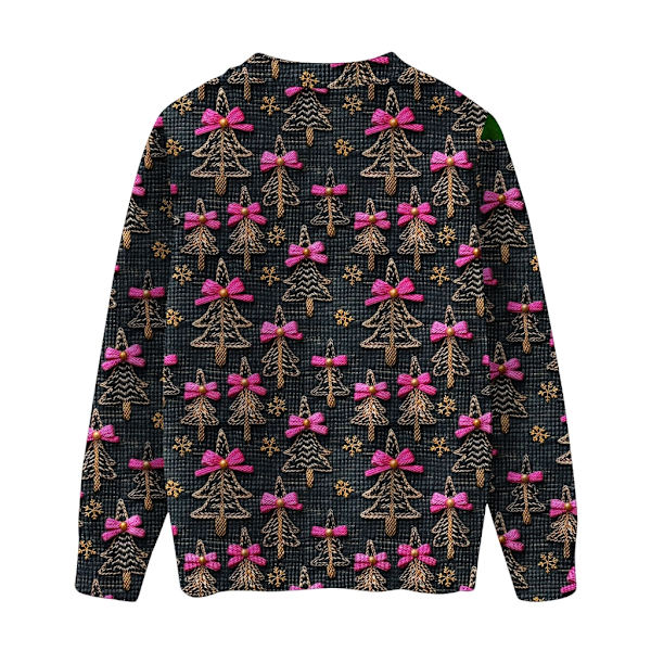 Langærmet julepullover til kvinder 3D-juleprintet pullover sweatshirt Black XXL