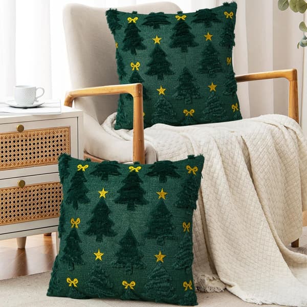 Jule Pillowcase 45x45cm Vaskbart Polyester Stof Juletræ