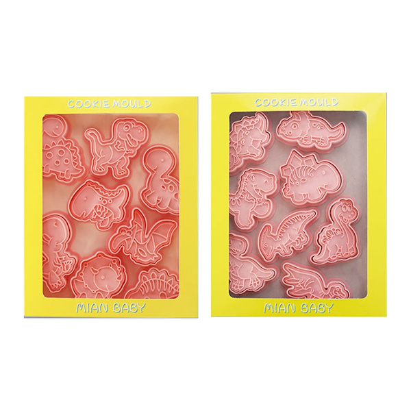 16 st/set Dinosaurieformade kakformar Plastform för kex Kakstämplar DIY Fondant Tårtform Kök Bakning Bakredskap