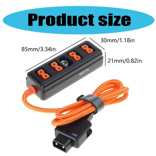 Professionel D Tap Strømkabel 1 Han Til 4 Hun Splitter 14.8V Til Kamera