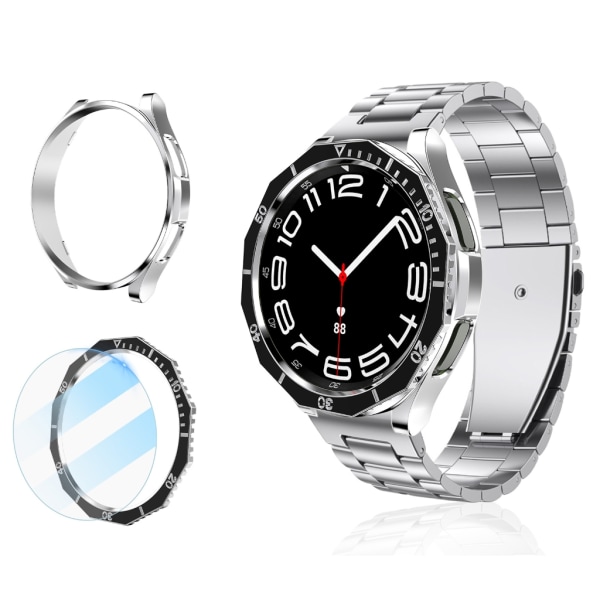 Watch Skyddsram Stötfångare Cover för Watch6 Classic43mm R950/47mm R960 Full täckning anti-scratch Black and silver 43mm