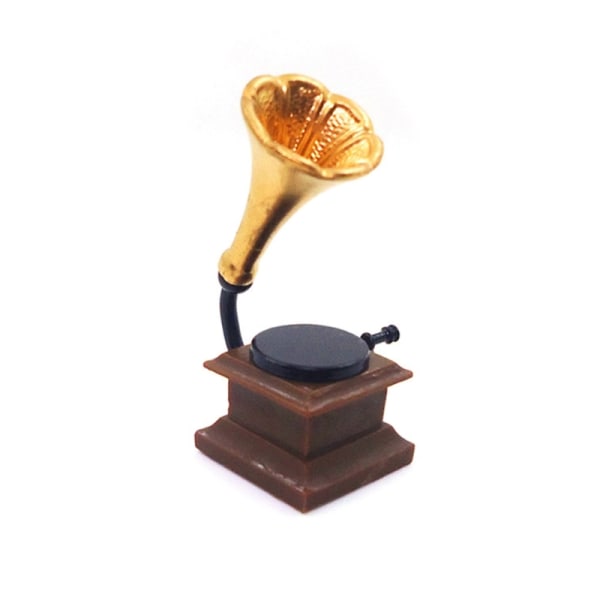 1/12 Dukkehus Miniatyr Stue Platespiller Modell Dukkehus Grammofon Modell Leke for Barn DIY Mikroscene