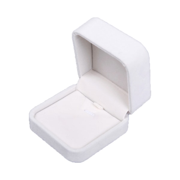 Fyrkantig sammetslåda Smycken Display Ring Case Hänge Halsband Presentkartong Organizer Gift Ring Present Case White