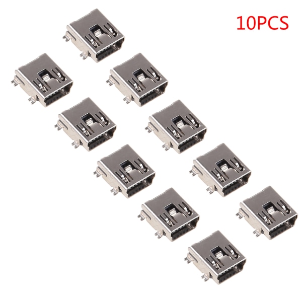 10 kpl Mini USB Type B 5-nastainen naarasliitin matkapuhelimen lataukseen