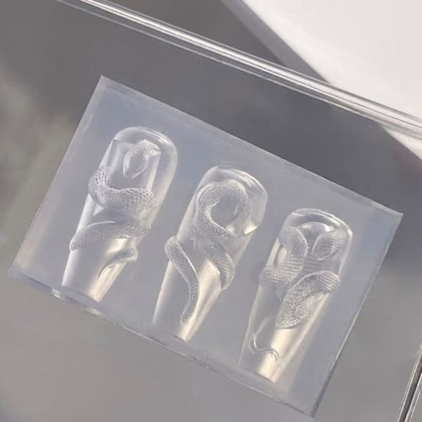 Trio 3D Orm Smycken Formar Flexibel Silikon För DIY Nagelberlock Dekoration