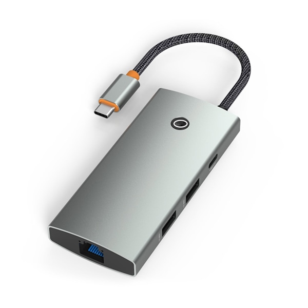 USB C Hub 6 i 1 Adapter Dockstation Stöd 4KHDMI2.0 2xUSB 3.0 PD100W Laddning Rj45 Ethernet-kontakt null - HC606A