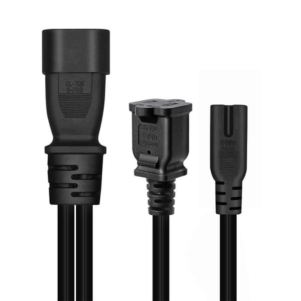 IEC320 C14 til C7 og NEMA 1-15R strømsplitterkabel 0,3 meter kobber til PC UPS
