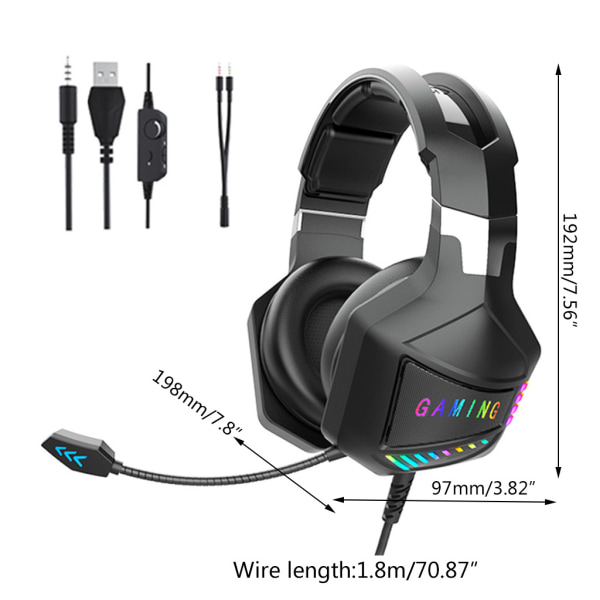 RGB färgglada öronkuddar Gaming Headset Hörlurar Premium rundstrålande mikrofon för PC Laptop chockerande ljudkvalitet