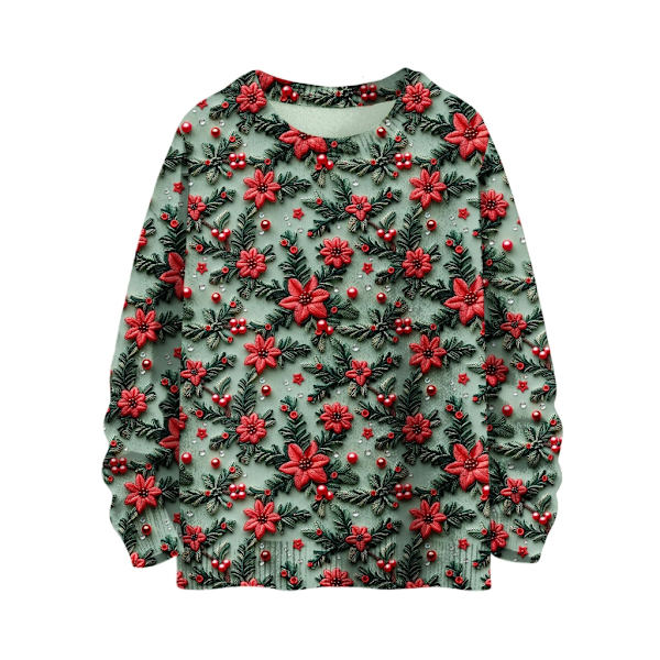Langærmet julepullover til kvinder 3D-juleprintet pullover sweatshirt Dark Green L