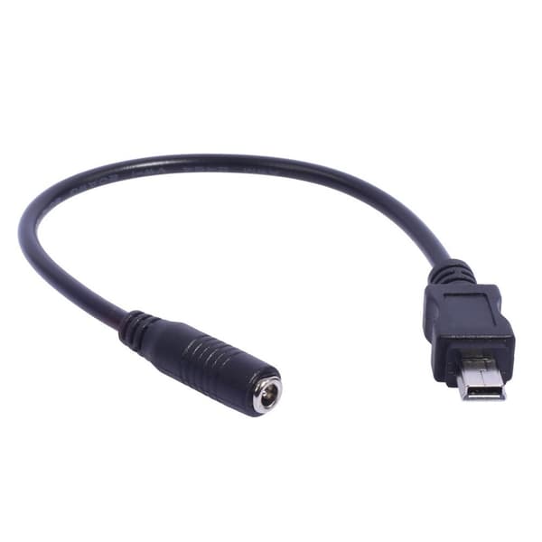 Mini USB 5Pin Han til DC3.5x1.35mm Hun Kabel 20cm Lang Sort Farve