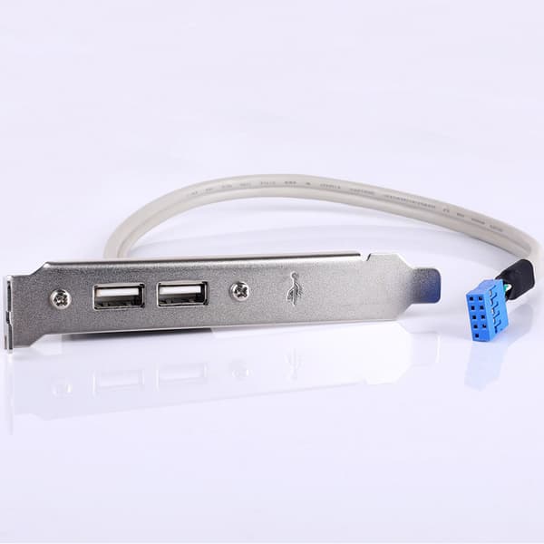 USB 2.0 hunn bakpanel til hovedkort 9-pinners header-kontaktkabeladapter