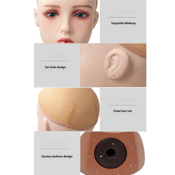 Praktisk kort PVC-hodeform, utstillingshode for parykk og hatt