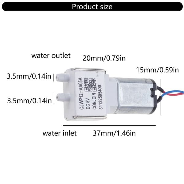 CJWP08-AB03A10 3V 3.3V 3.7V Självsugande M20 Membranvattenpump