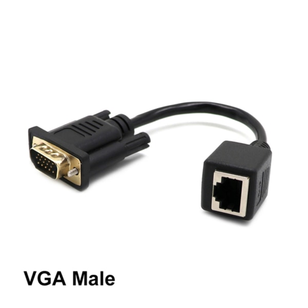 VGA till RJ45-adapterkabel hona/hane till hona-kontaktförlängare Linjeöverföring VGA-signal över långa avstånd VGA female