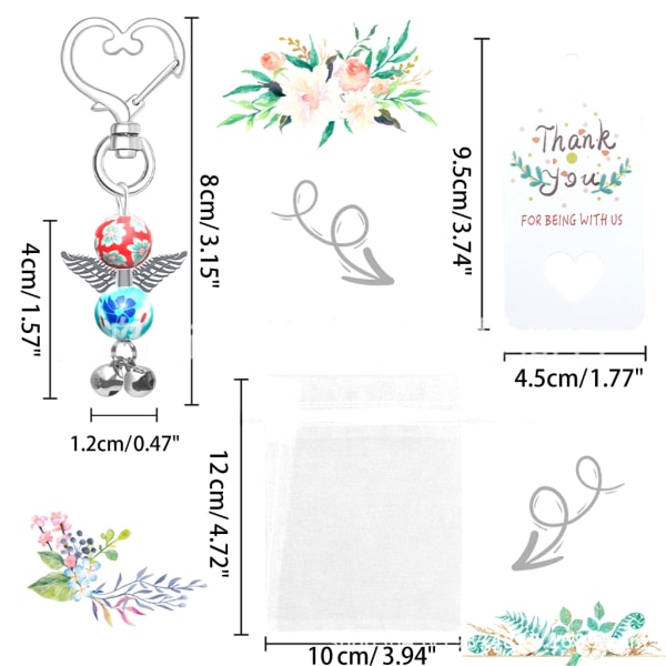 Tack Taggar Skyddsängel Nyckelringar Garnväska 24 Set DIY Ornament