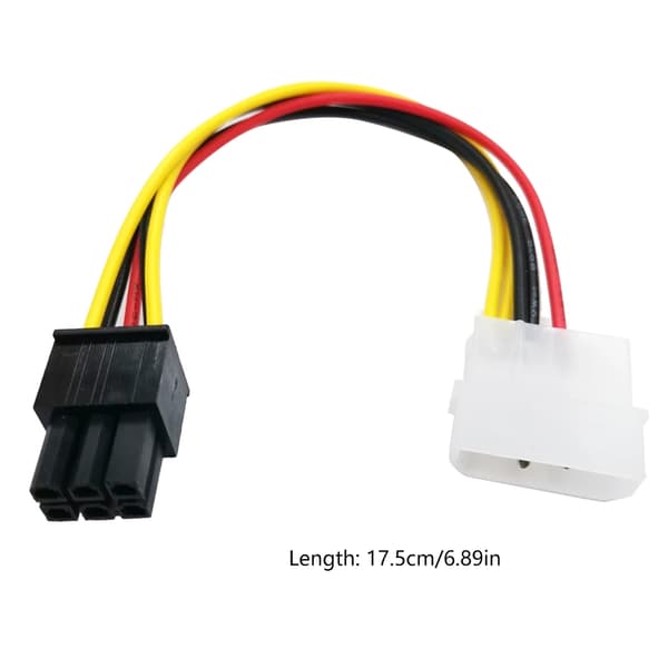 4-pin til 6-pin PCI-Express PCIE skjermkort strømadapter omformer kabel