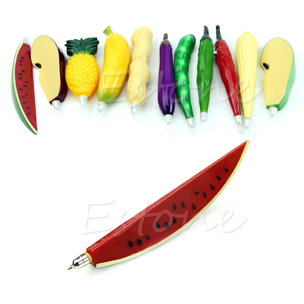 Söt Frukt Vattenmelon Jordgubbe Apelsin Aubergine Formad Praktisk Kulspetspenna