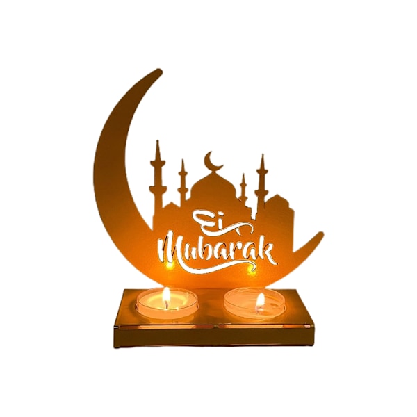 Eid Mubarak Dekorationer Månskensljushållare för Bordsdekorationer Ljusstake Ljusstativ Ramadan Högtidsfest