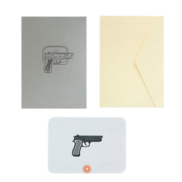 3D Pop Up Kort Lykønskningskort Pistol - Papirkort Kunstdekoration til Fødselsdag Betjent Mand Soldat Jubilæum Kæreste
