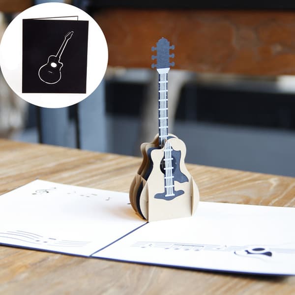 3D-papper för pop up-kort Gitarr Grattiskort med kuvert Vykort för födelsedag