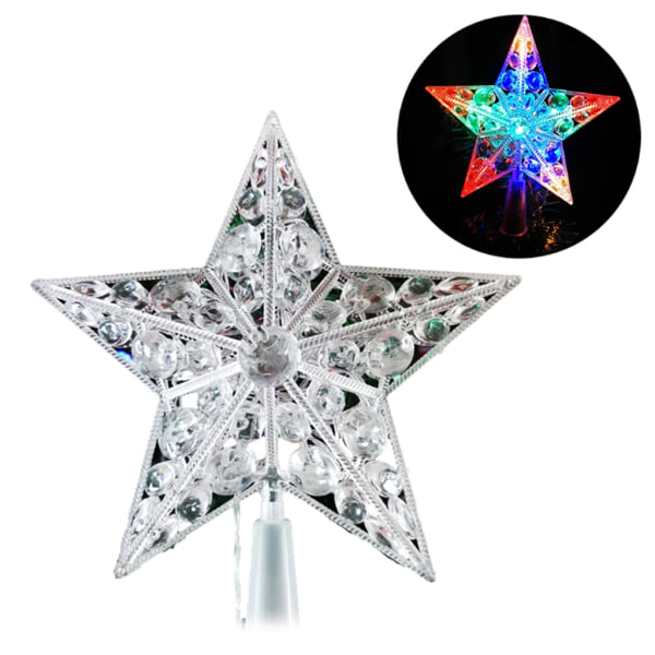 Julgran 6,69 tum LED-ljus Stjärndekor Varmvitt ljus och färgljus för julgran inomhusfest Heminredning Colorful Light