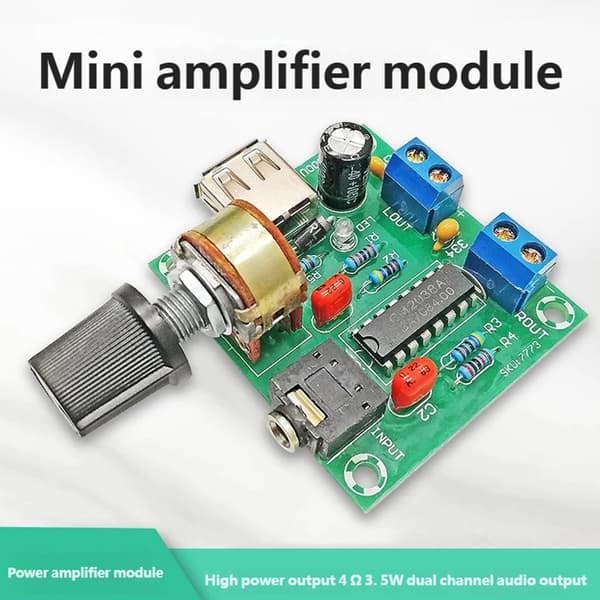 5Wx2 Strømeffektive Mono Forstærkermoduler Med LED-indikator USB-drevet DC5V
