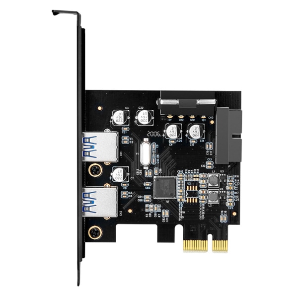 PCI-E till 2-portar USB 3.0 expansionskort PCI för Express Desktop External Controller Adapterkort med 19-stifts power