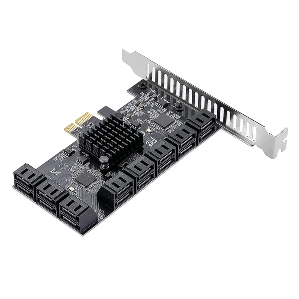 PCIE SATA III 16-portars kontrollerkortplatser PCIe 4X till SATA3.0-adapter 6 Gbps expansionskort för Chia-gruvdrift med kabel Red line