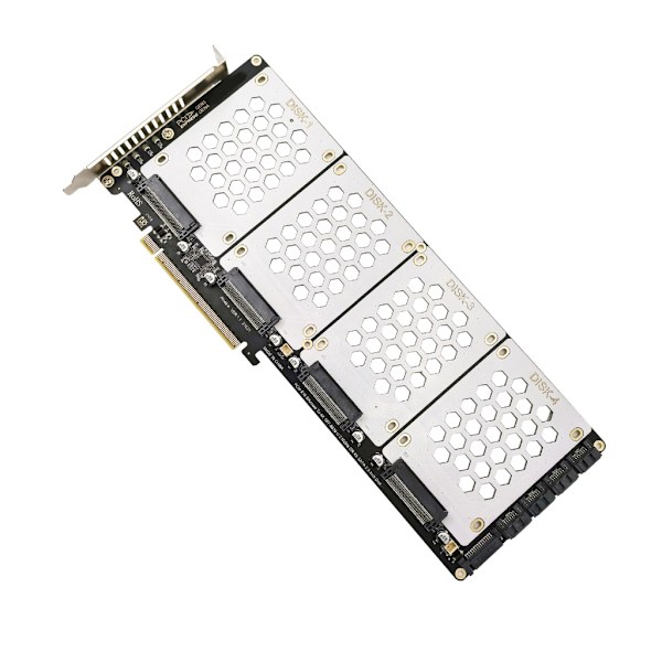 4-portars M.2 SFF8639 NVMe Solid Disk Reader PCIe X16 Internt Expansionskort