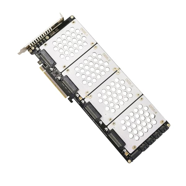 4-ports M.2 SFF8639 NVMe Solid Disk Reader PCIe X16 Internt Utvidelseskort