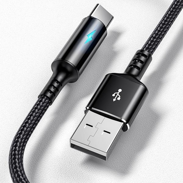 Kompakt USB C till USB A Laddnings- och datakabel 2,4A laddarsladd Tråd 25 cm kort sladd, material av nylon och aluminiumlegering Red
