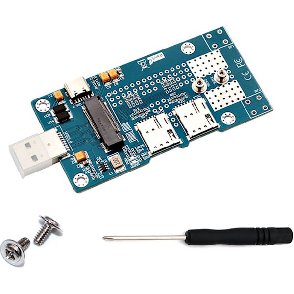 M.2 - USB-sovitin kahdella korttipaikalla, tukee 3G 4G -moduulia USB3.0 M.2