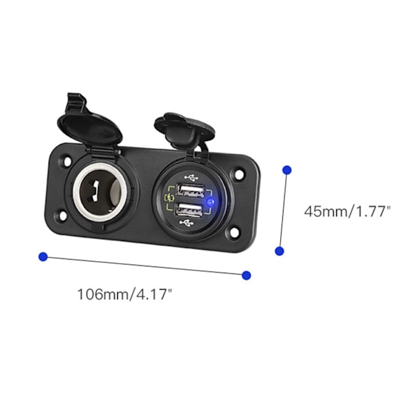 Dobbelt USB-oplader Strømadapter Udtag til Bil Båd RV 12-24V USB QC3.0 Oplader