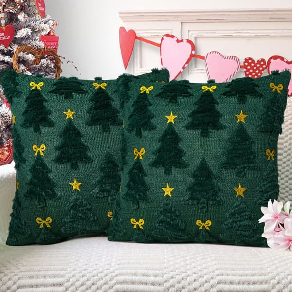 Putevar til høytiden 45x45cm Vaskbart Polyester Stoff Juletre