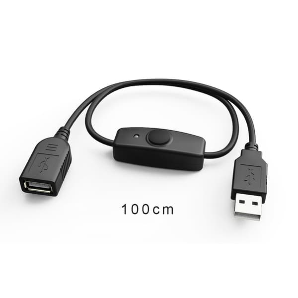 Data Sync USB 2.0 förlängningssladd USB -förlängningskabel med ON OFF-knappindikator för Raspberry Pi PC USB -fläkt LED-lampa 100cm