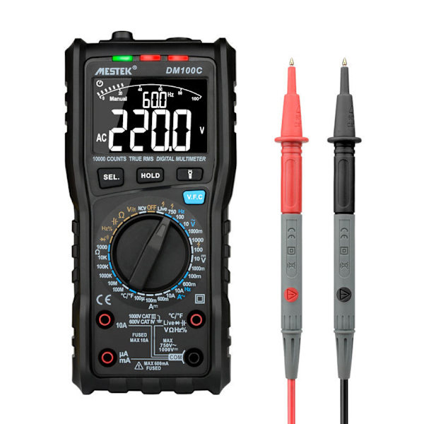 Digital Multimeter Spänningstestare AC för DC Ström Elektrisk Mätare Auto/Manuell Områdesinställning Ture-RMS NCV Amp Volt Ohm Hz Test