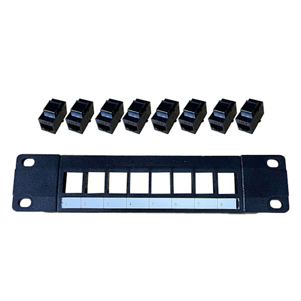 Ethernet Patch Panel Cat6 8 Port RJ45 Væg- & Rackmontering Keystone Jack Modul