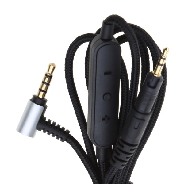 Premiumljudkabel med inbyggd mikrofon - för ATH M50X M40X M70X - trasselfri flätad sladd för klart ljud Handsfree-samtal
