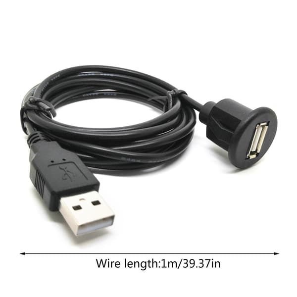 Lydkabeluttak USB2.0 Bil Dashbord Innfelt Monteringspanel Forlengelseskabeladapter