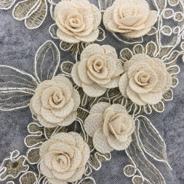 1 par Broderi Spets Applikation 3D Rose Flower Patch Halsring Krage DIY Syhantverk Brudklänning Kläder Tillbehör