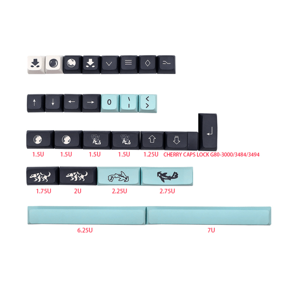 Mizu Keycaps PBT XDA Keycap 132 tangenter för DZ60/RK61/64/gk61/68/75/84/980/104 Mekaniskt tangentbord Tangentlock 7u 6.25u Space