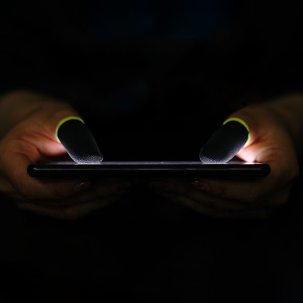 1 par kolfiberfingerfodral Halkfri ventilerande fingerspelhandskar för Android/iOS mobiltelefon/surfplatta