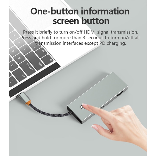 USB C Hub 6 i 1 Adapter Dockstation Stöd 4KHDMI2.0 2xUSB 3.0 PD100W Laddning Rj45 Ethernet-kontakt null - HC606A
