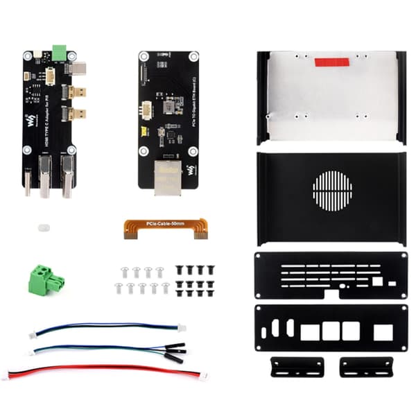 Metal Kabinet til RPi 5 Single Board Computer PCIe til Ethernet Adapter Dobbelt