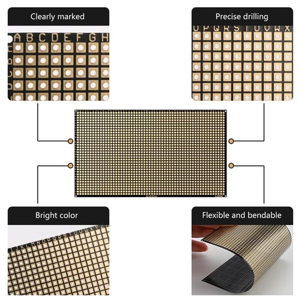Flexibel dubbelsidig PCB FR4 0,4 mm kort med hål 2,54 delning tryckt papperskort