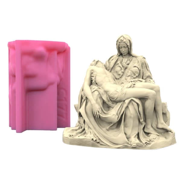Pieta Statue Lysfremstillingsforme, 3D Håndlavet Sæbeform, Stand Ornamentforme