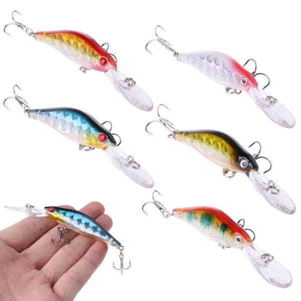 Djupdykning Havsfiske Lure Minnow Wobbler Hard Bait Crankbait Med 3D-ögon Ny 4