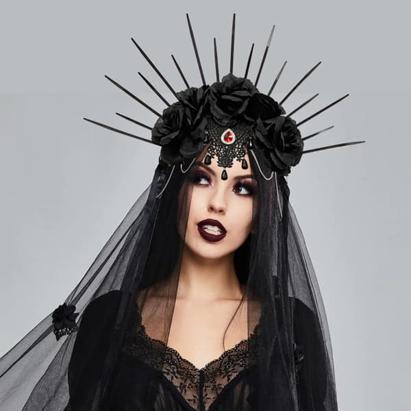 Lang slørhodebånd Halloween Dark Series Hodeplagg Lolita-stil Kronehodeplagg